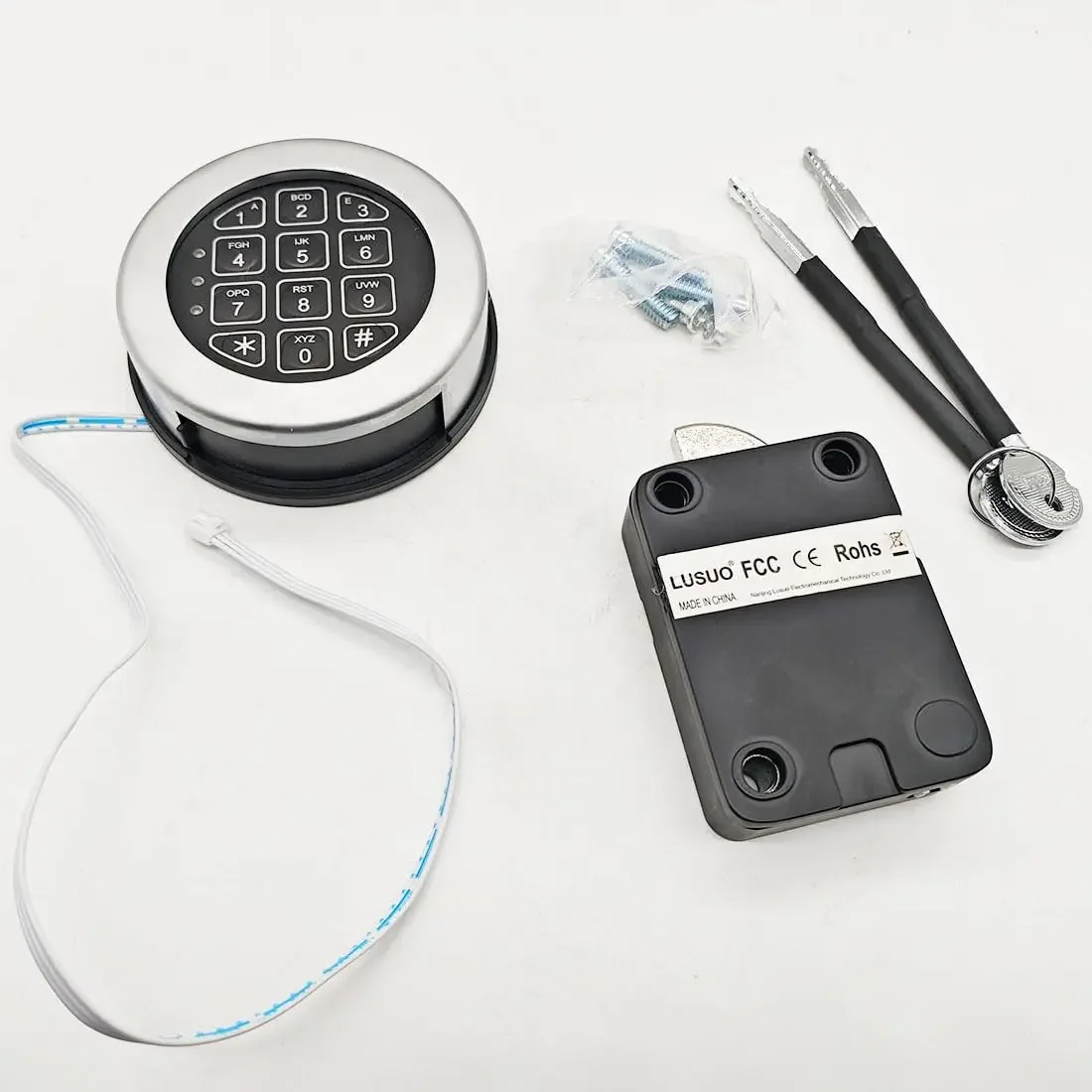 1 set Safe Electronic Lock Solenoid Lock & 2 Master Key Override W/Chrome KEYPAD