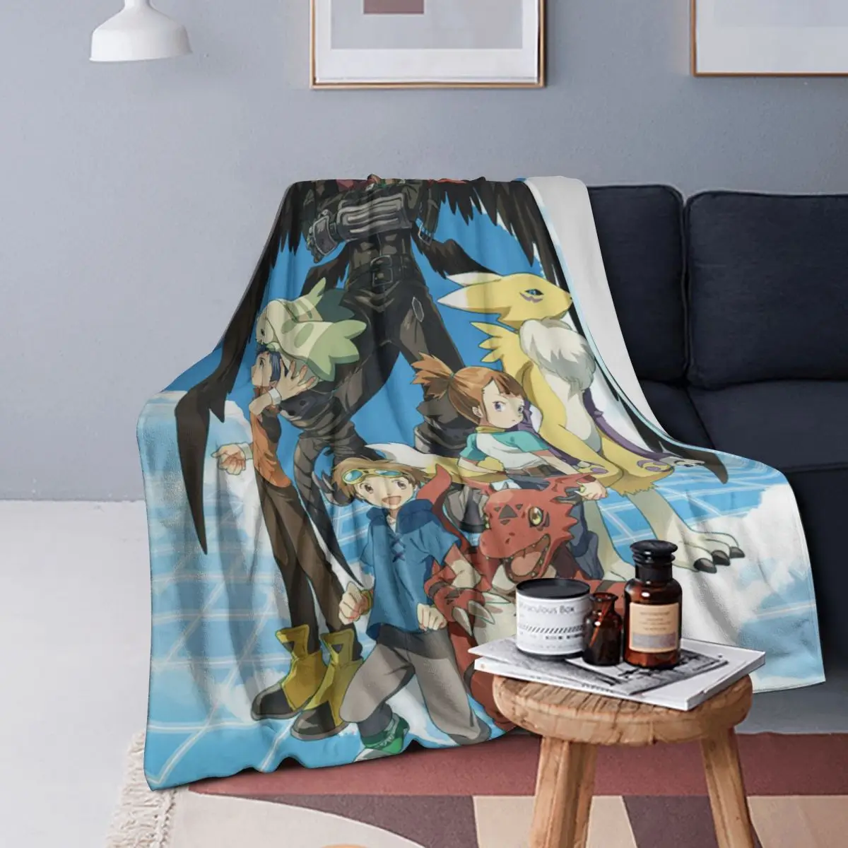 Guilmon In The Box Digimon Blankets Soft Warm Flannel Throw Blanket Bedding for Bed Living room Picnic Travel Home Couch