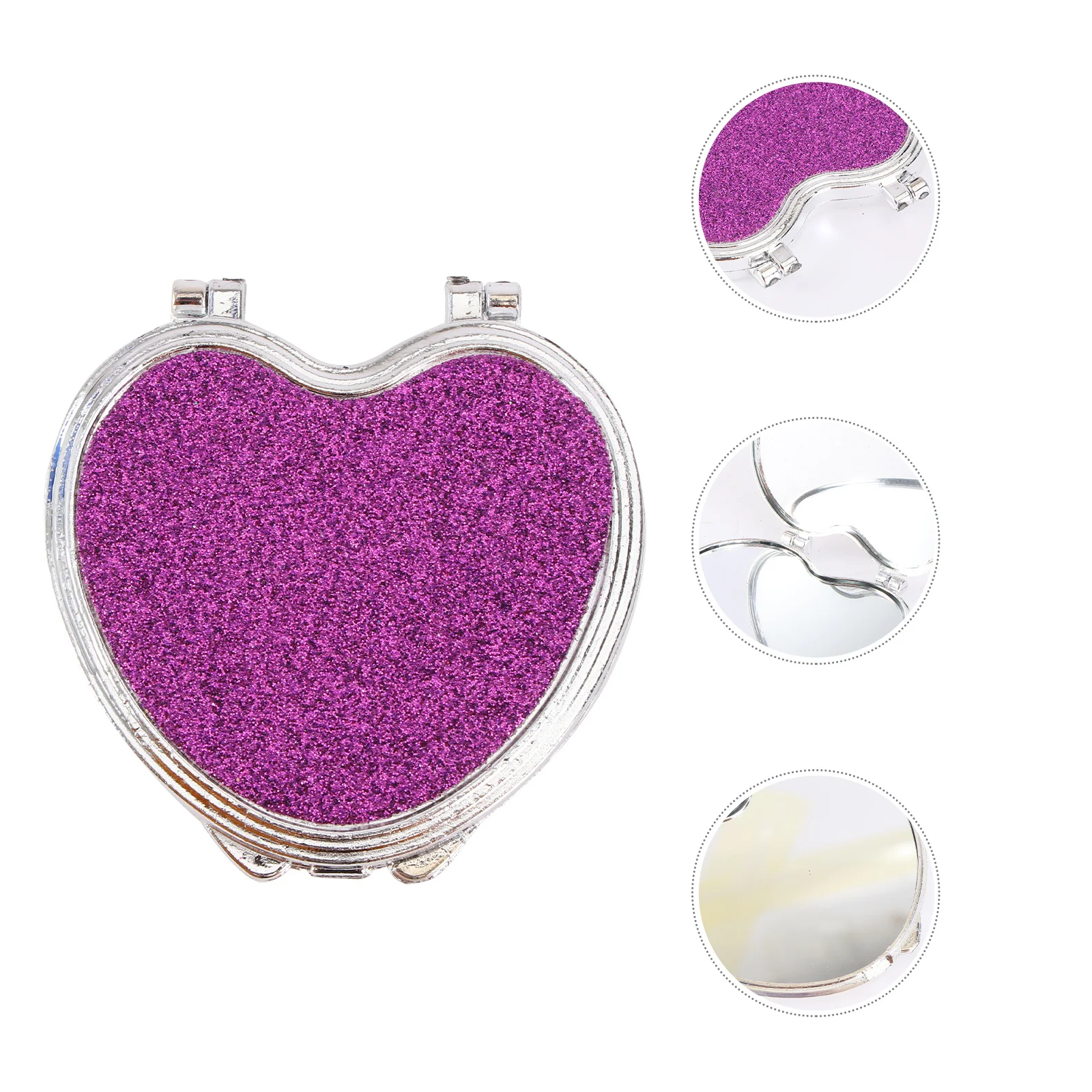 Heart Shaped Mini Folding Pocket Makeup Mirror Portable Double Side Compact Mirror for Women Purse Bathroom Gift
