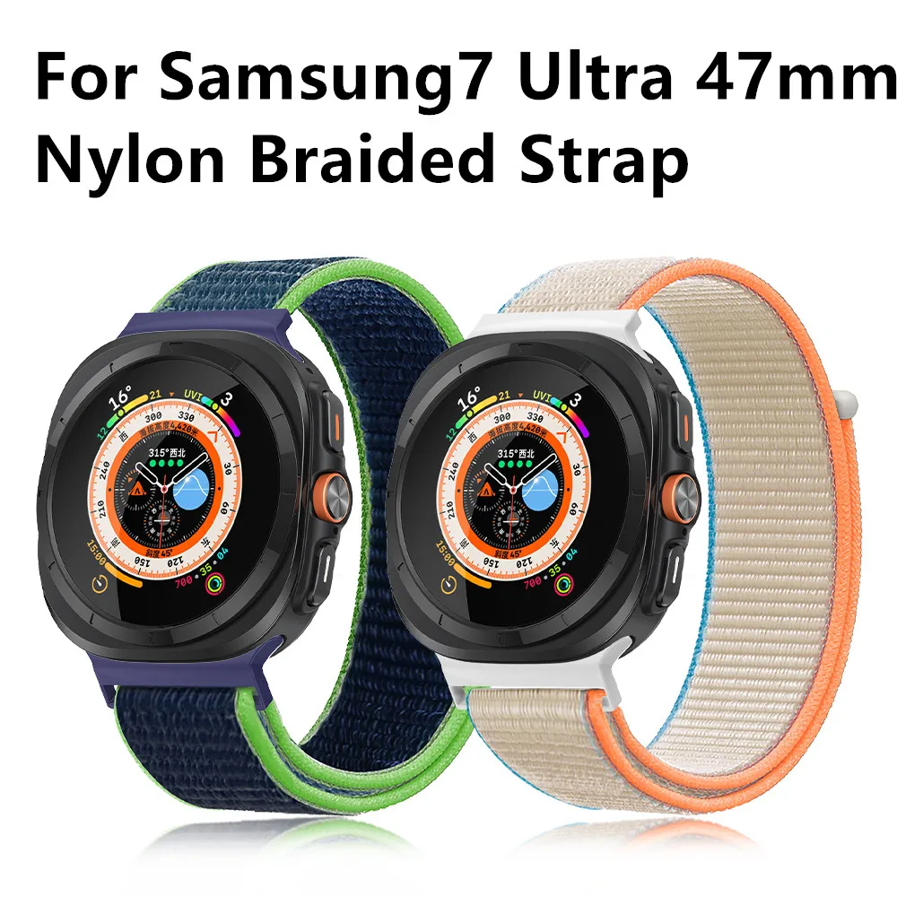 Nylon woven strap buckle strap watch band for Samsung Galaxy Watch 7 Ultra 47mm VelcroLoop Strap