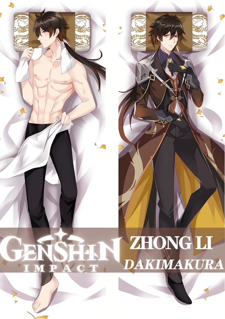 180cm Genshin Impact Zhong Li Dakimakura Cover Cartoon Anime Hugging Body Pillowcase Bedding Pillow Cute Otaku Pillow Cover