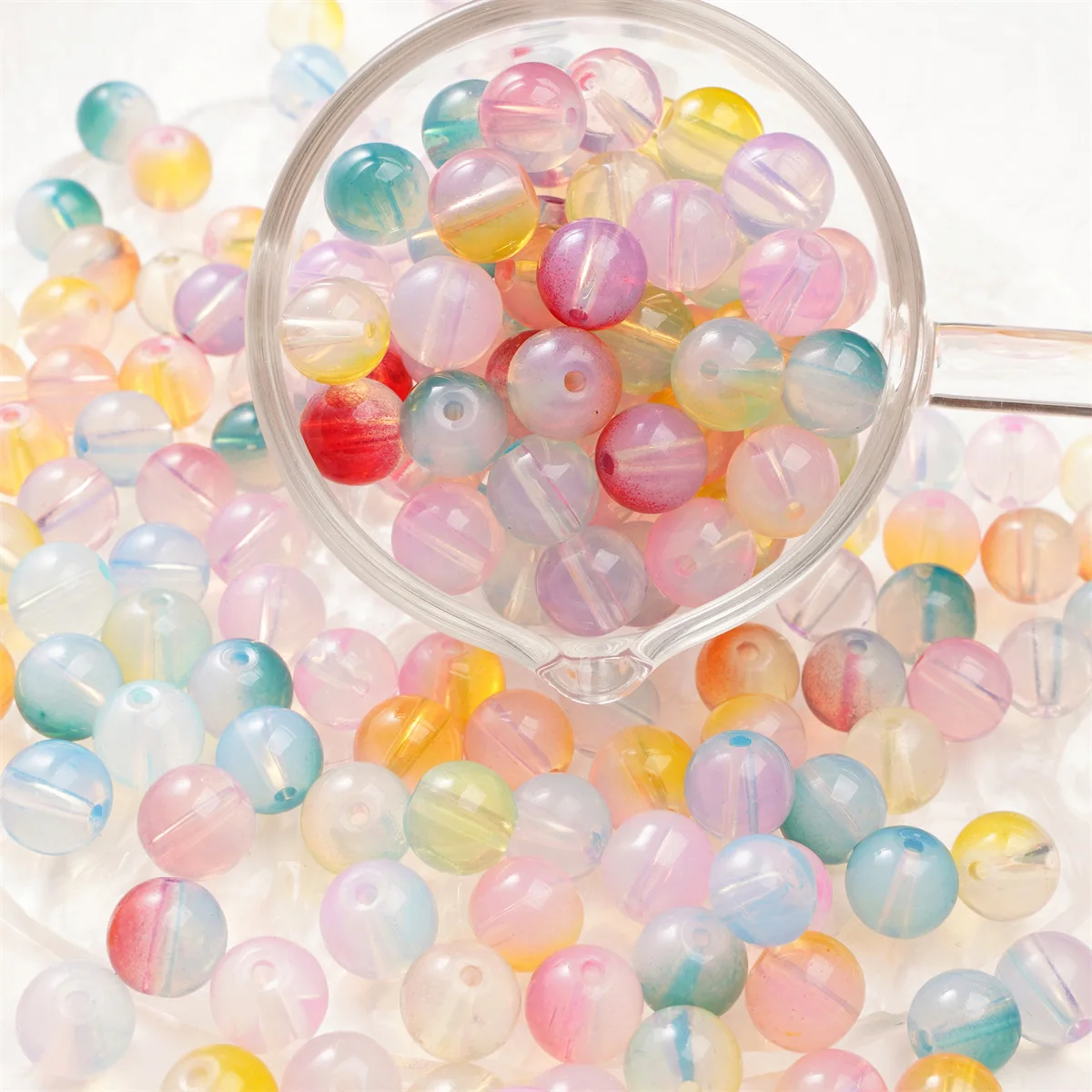 

8mm glass jelly double round beads Bulk large-sized glass rice beads Charm DIY Handmade Bracelet, Necklace, Hand String Beads