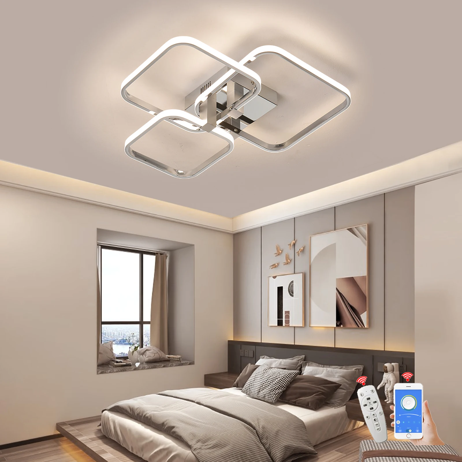 Modern Ceiling Chandelier Gold Chrome Living Room Chandelier Dimmable Bedroom Ceiling Light 3-6 Heads Ceiling Kitchen Lamp