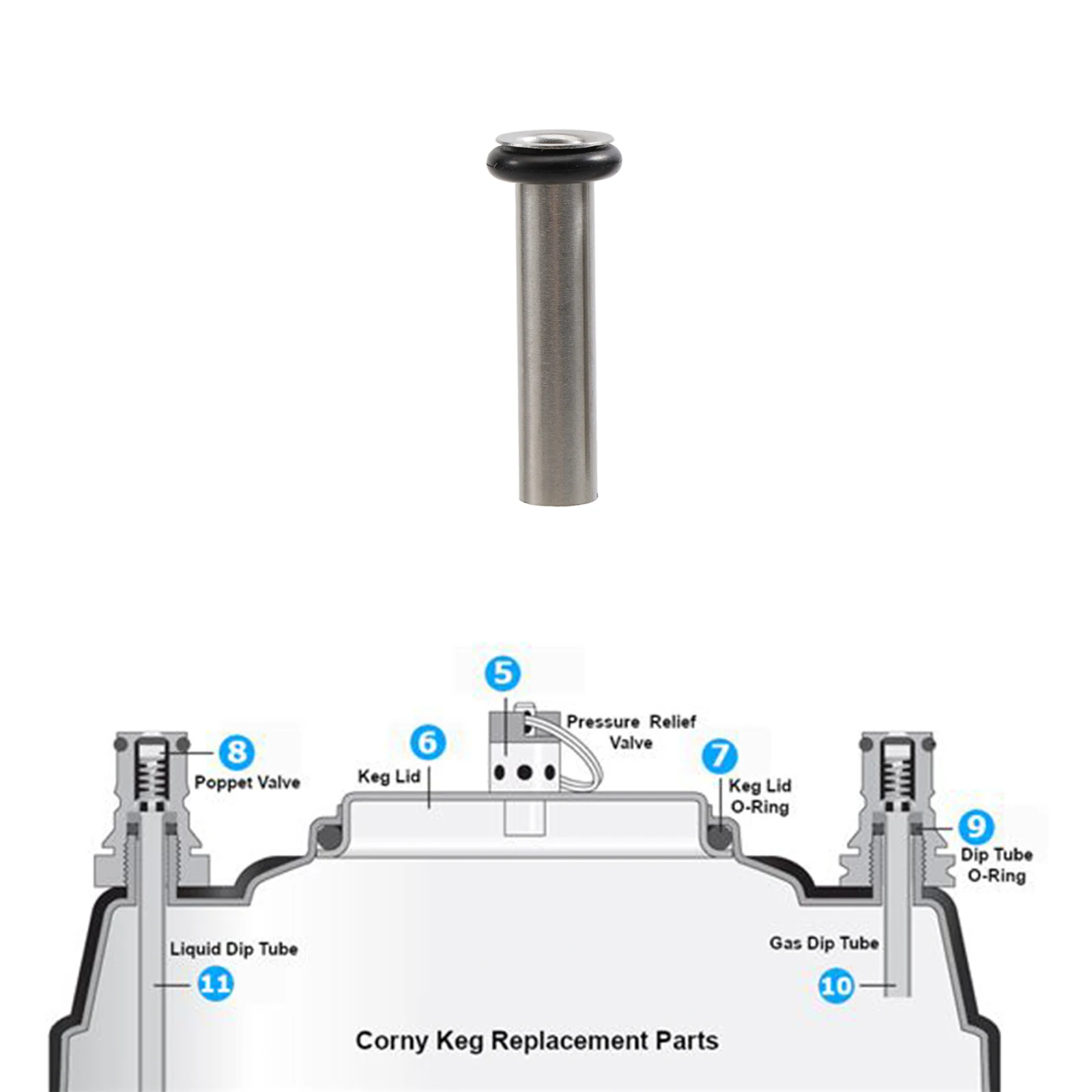 2pc/lot Soda Keg Gas Dip Tube with O-ring Stainless Steel 304 Dip Tube Gas Side Short for Ball Lock or Pin Lock Beer Keg