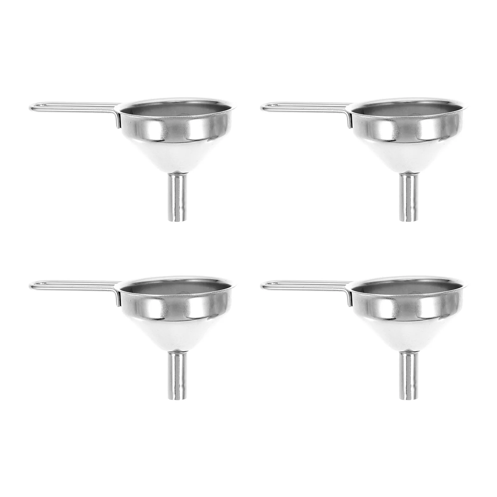 

4pcs Stainless Steel Funnel Small Mini for Kitchen Oil Dispenser Metal Silver Transferring Household Supply