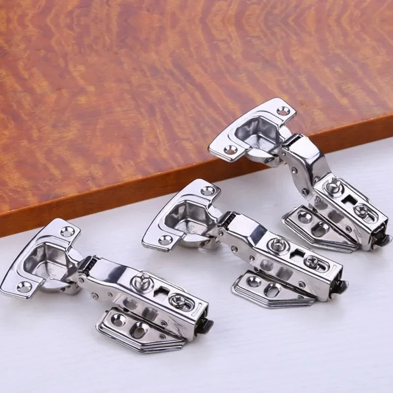 2/10 PCS Stainless Steel Cabinet Door Hinges Hydraulic Damper Buffer Soft Close Quiet Wardrobe Door Concealed Hinges with Screws