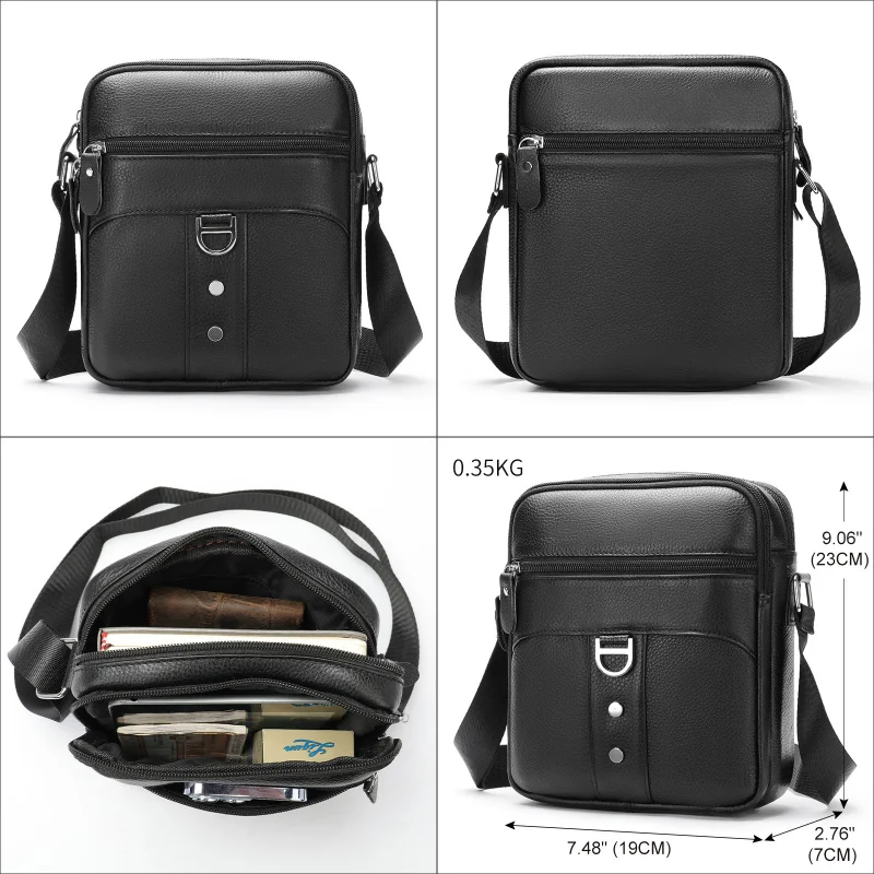 New Men's Cow Leather Crossbody Bag Man Shoulder Bag Casual Male Small Simple Bag For Men