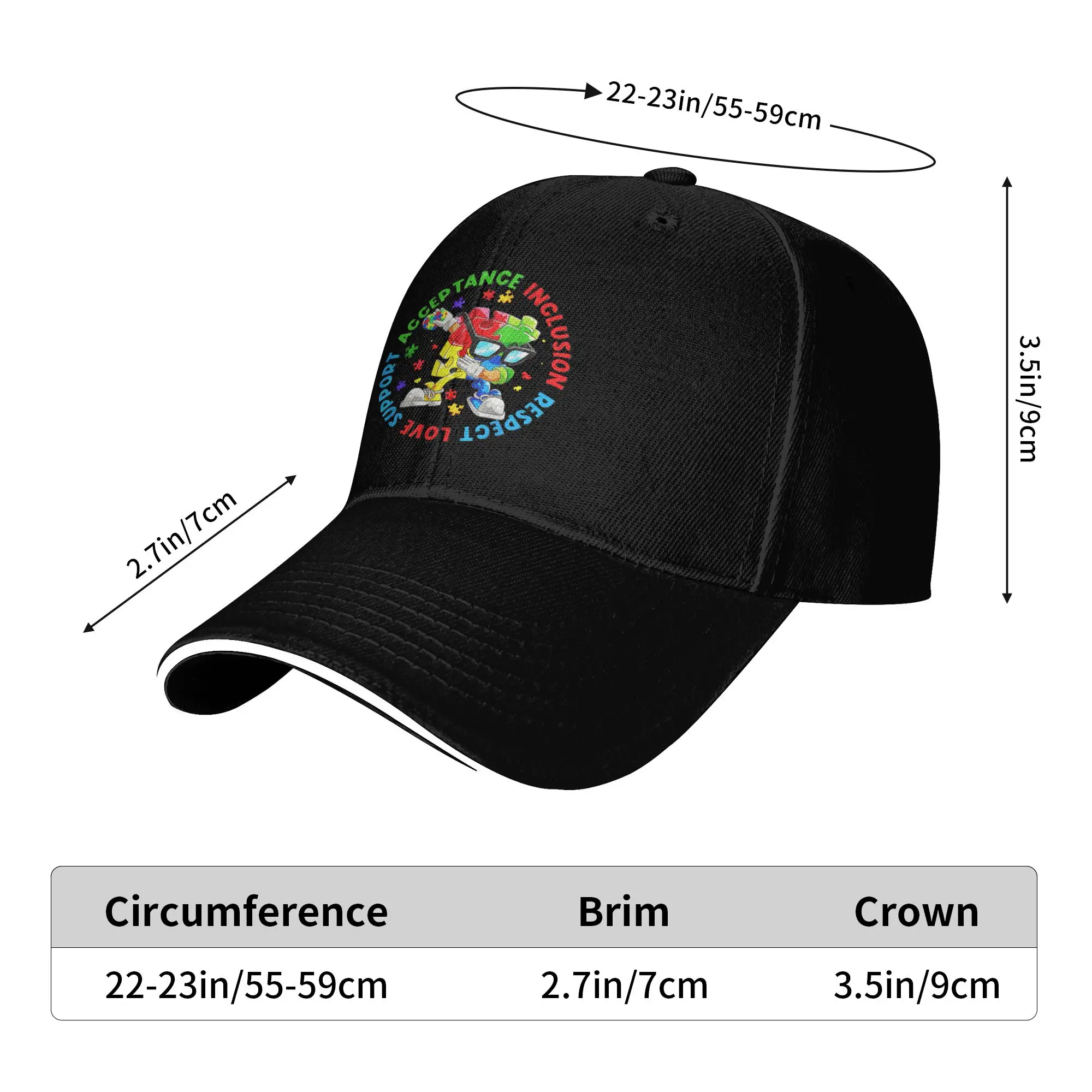 Summer Autism Awareness Respect Love Support Baseball Cap Running Hippie y2k Funny Sun Trucker Hat Adult Hot Sale Baseball Caps