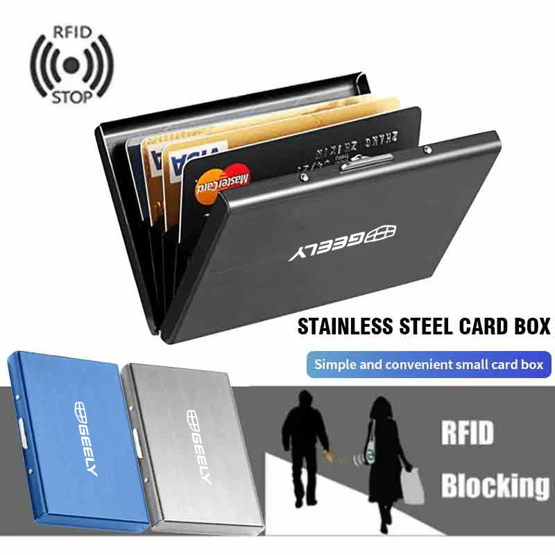 Car RFID Blocking Card Holder Metal Wallet Case Storage Accessories For Geely EX2 EX5 Coolray Monjaro 2024 2025 Starship 7