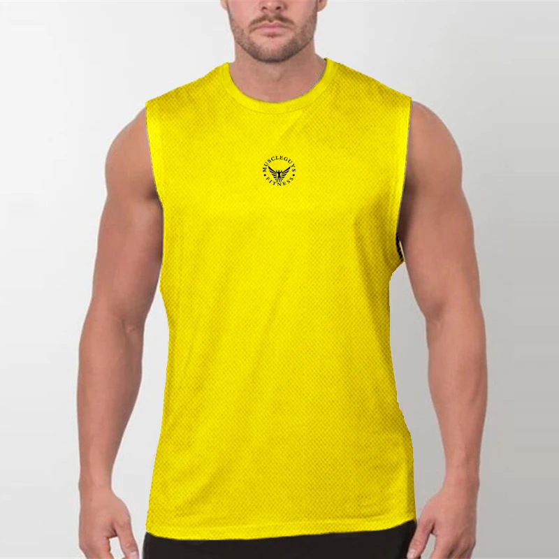 Men's Mesh Running Vest Quick Dry Breathable Sleeveless Shirt Crew Neck Athletic Top for Gym Workout Training Jogging Sports