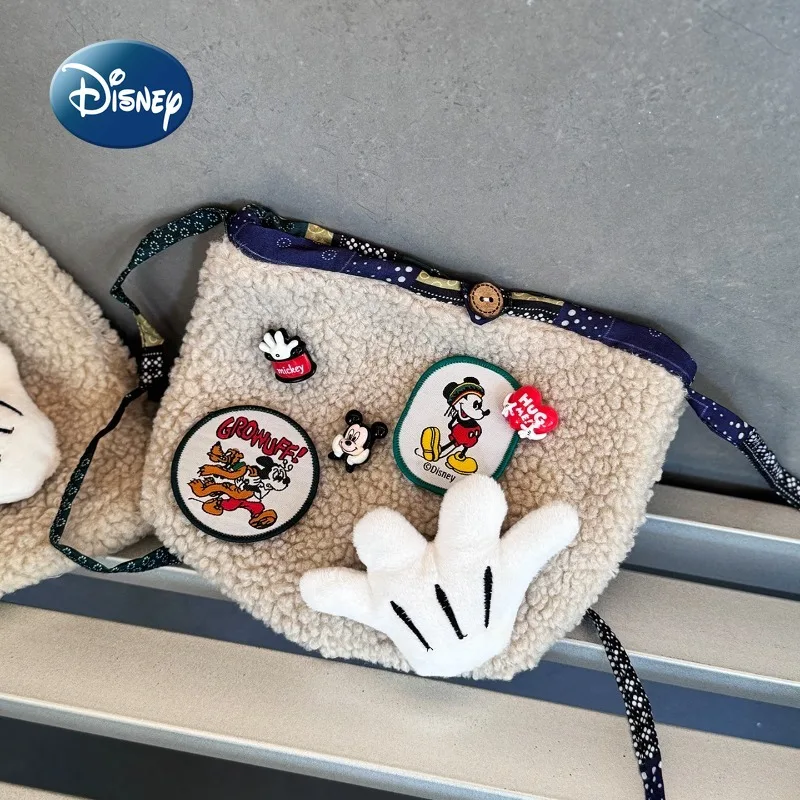 

Disney Mickey New Plush Women's Shoulder Bag Cartoon Mini Plush Women's Bag Fashion Plush Embroidery Mini Shoulder Crossbody Bag