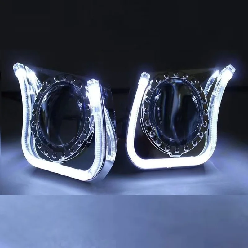2PCS Car headlight Lens Decorative Cover 3.0inch 2.5inch U-Shaped Light Guide LED Angel Eye Integrated Decorative Cover