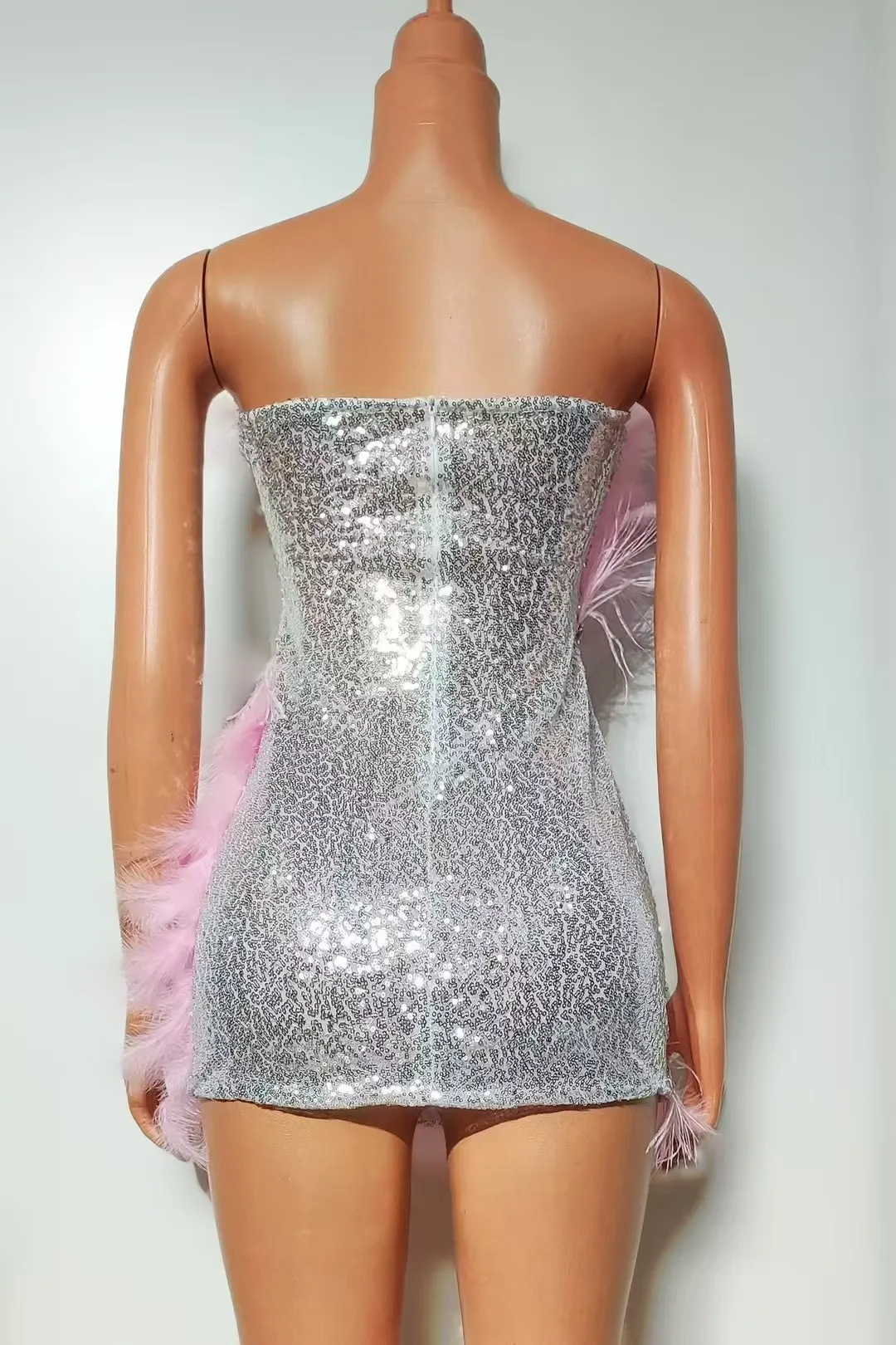 اليشم الستار مسحوق الصناعة الثقيلة المياه الماس تنورة ريشة الوردي تنورة قصيرة حفلة عيد ميلاد الأداء زي A879