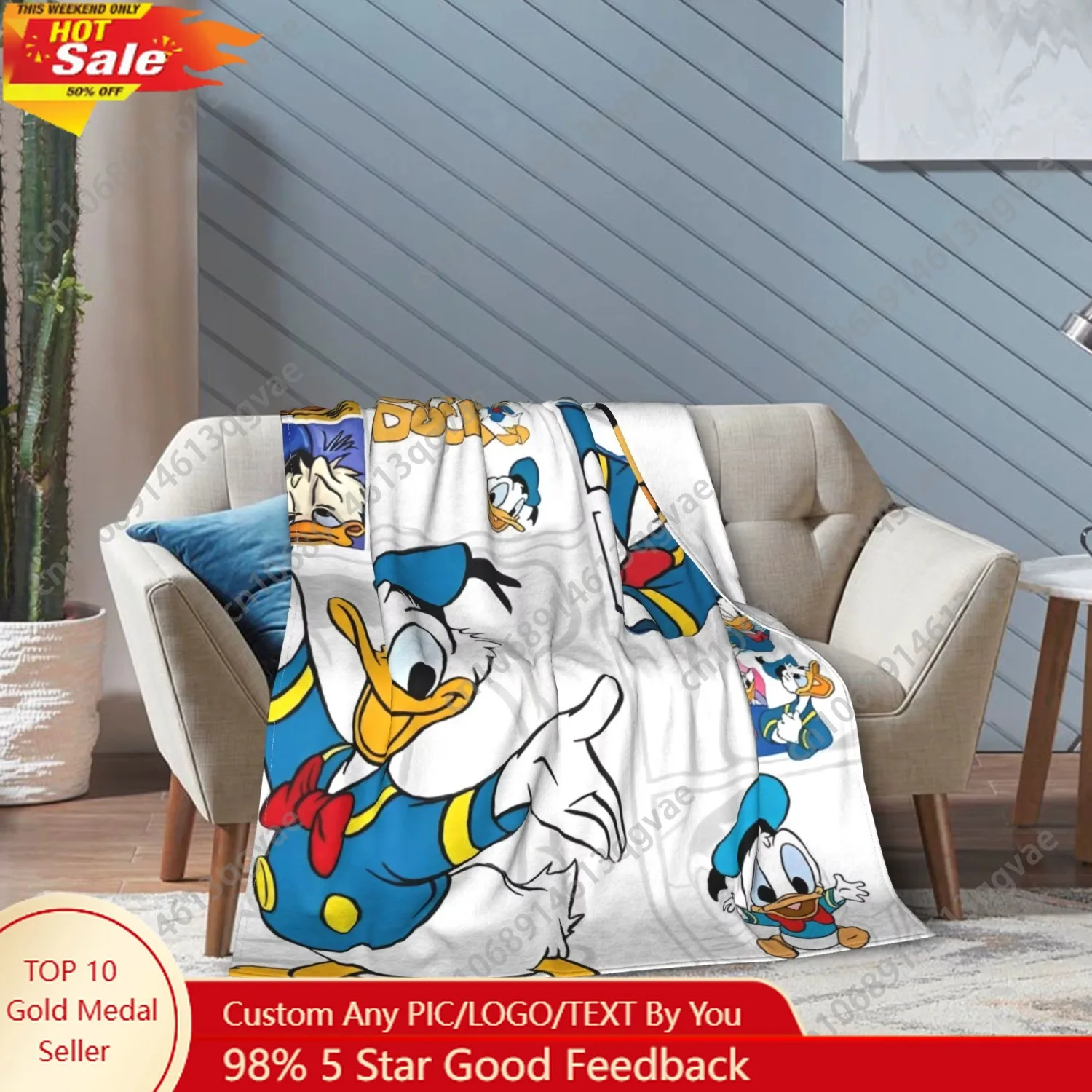 

Super Soft Cartoon Donald Duck Throw Blanket Premium Flannel Fleece Lightweight Bed Blanket Fuzzy Plush Blankets All Season Use