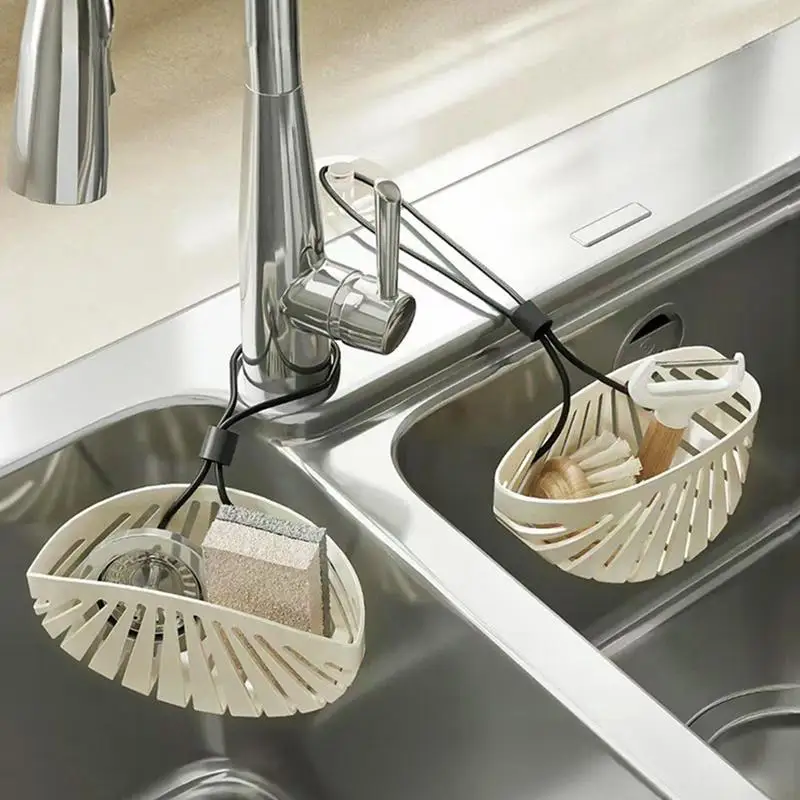 Sponge Holder For Sink Shell Kitchen Sink Organizer Kitchen Sink Shelf With Lanyard Soap Sponge Drain Rack For Vegetable Washing