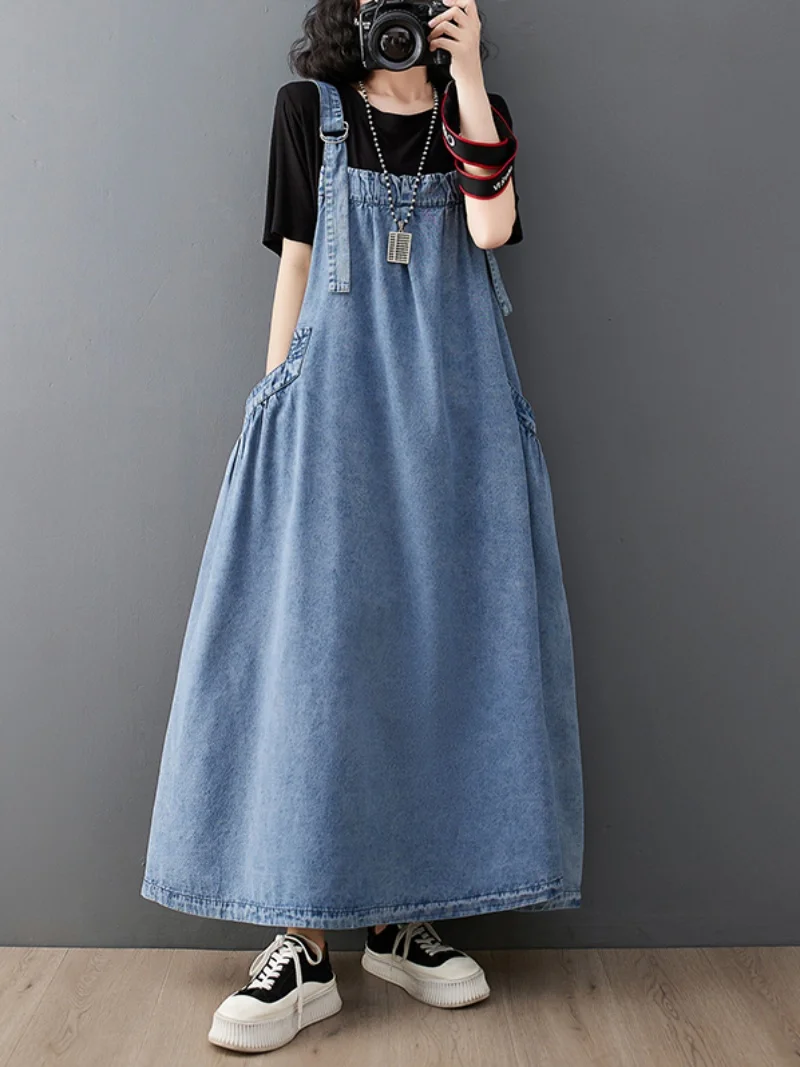 

Весенне-летнее модное джинсовое платье больших размеров, женское корейское утягивающее платье макси Dr в стиле ретро для поездок на работу