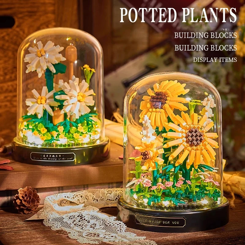 630PCS Micro Flower Building Blocks Mini Bricks Particles Eternal Life Flowers Home Decoration Assembling Puzzle Children Gift