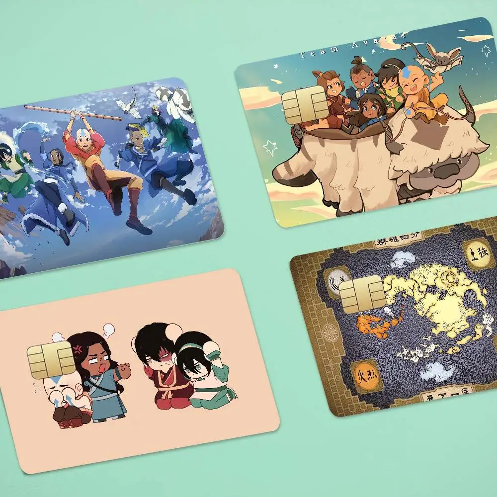 Anime Avatar The Last Airbender 4pcs 1Set Credit Card Skin Stickers For Bank Card Bus Metro Card Sticker Waterproof Women Gif
