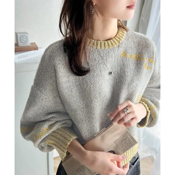 

Casual Loose Women's Sweater MB006 Wed Pear Fraance Color Blo Letter Design Comfortable Polyester Blend Winter Wear