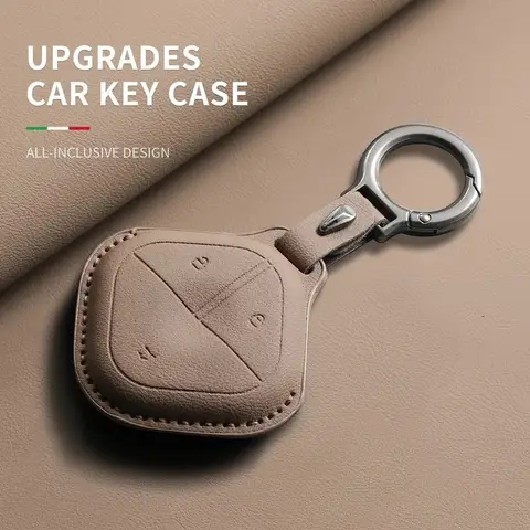 Original Car Color Leather Key Case Cover For SGMW Wuling BINGO AirevCar Smart Key Protective Shell Decorative Accessories