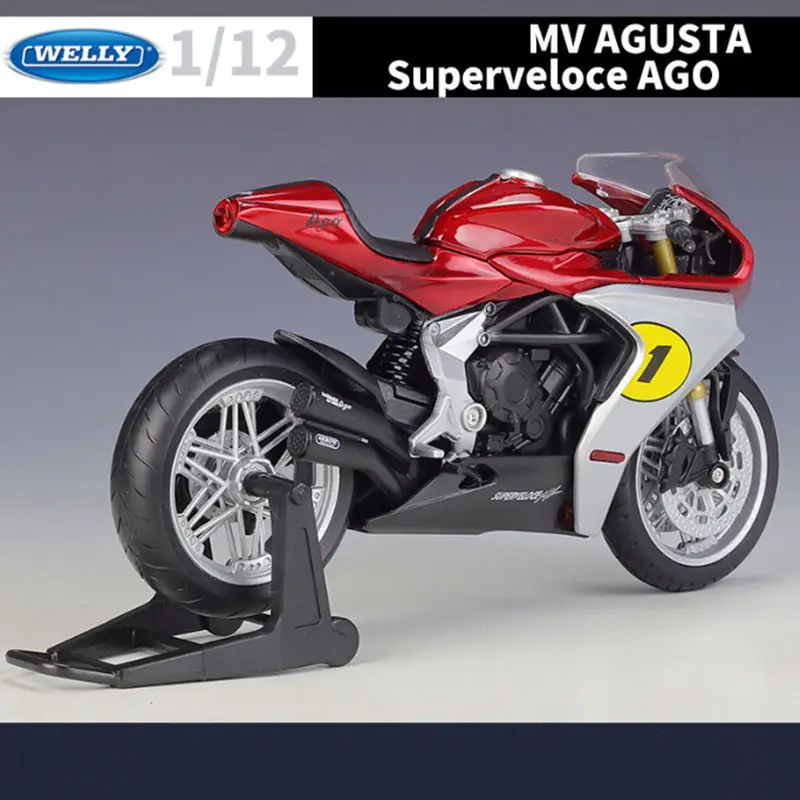 WELLY 1:12 MV Agusta Superveloce Ago Alloy Race Motorcycle Model Simulation Diecast Metal Sports Motorcycle Model Childrens Gift