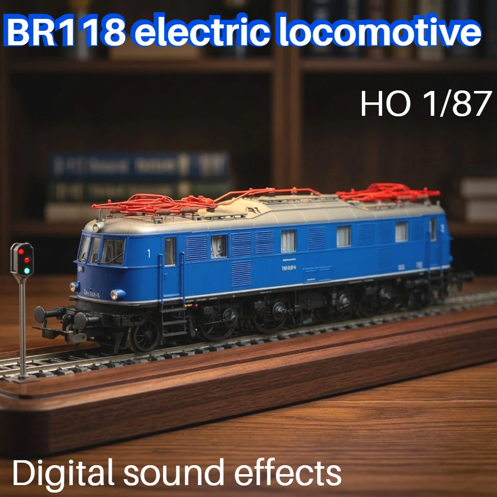 PIKO HO 1/87 Train Model BR118 Electric Locomotive 51877 with Digital Sound Effects Blue Paint Realistic Model Boys Toy Gift
