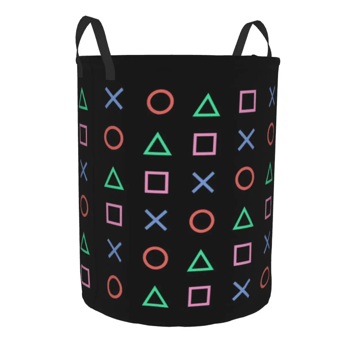 Custom Gamer Gaming Controller Laundry Basket Foldable Video Lover Classic Buttons Icon Clothes Hamper Nursery Toys Storage Bag