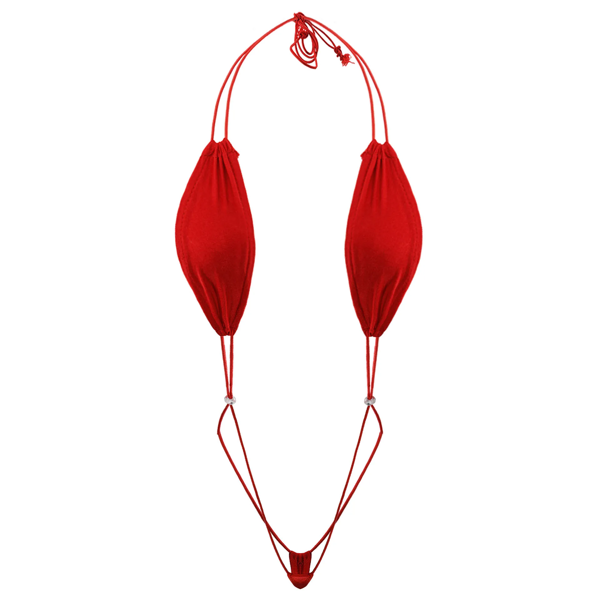 Sexy Ladies' Bikini Underwear One-Piece bodysuit with Beads Erotic Lingerie Three-Point Design