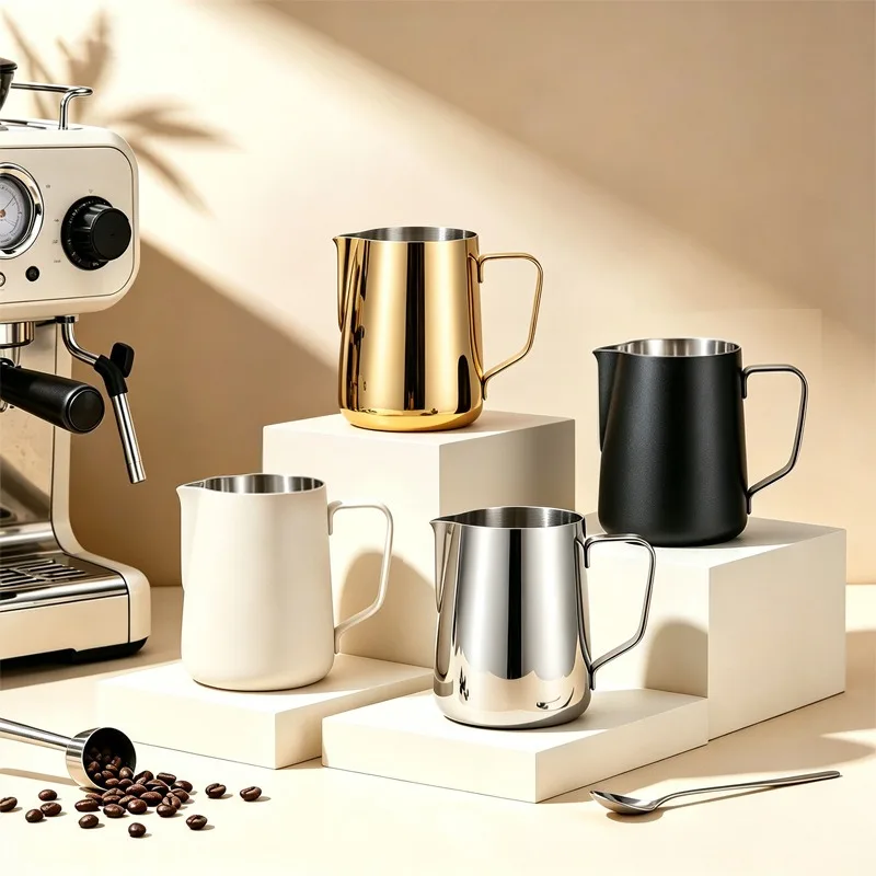 304 Stainless Steel Milk Frothing Pitcher - Graduated Latte Art Cup with Eagle Beak Spout for Home & Cafe  espresso cups