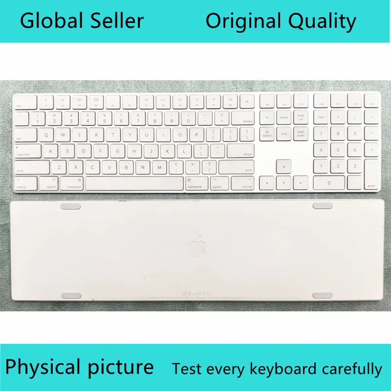 Bluetooth Wireless Keyboard with Numeric Keypad US For Apple original Magic Keyboard 2 A1843 White Rechargeable Long 90% New