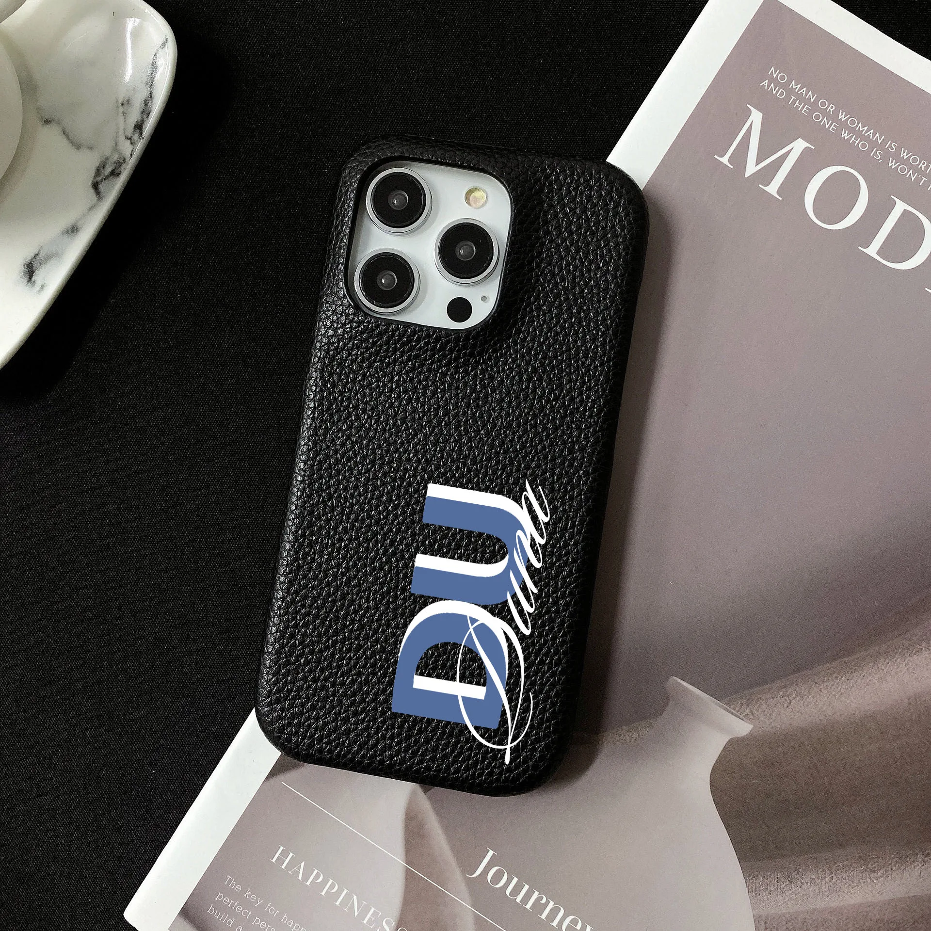 Personalised inevitable Initial kafr letters name Leather Case for iphone 11 12 14 13 15 Pro Max 16 14Plus Luxury Hard Covers