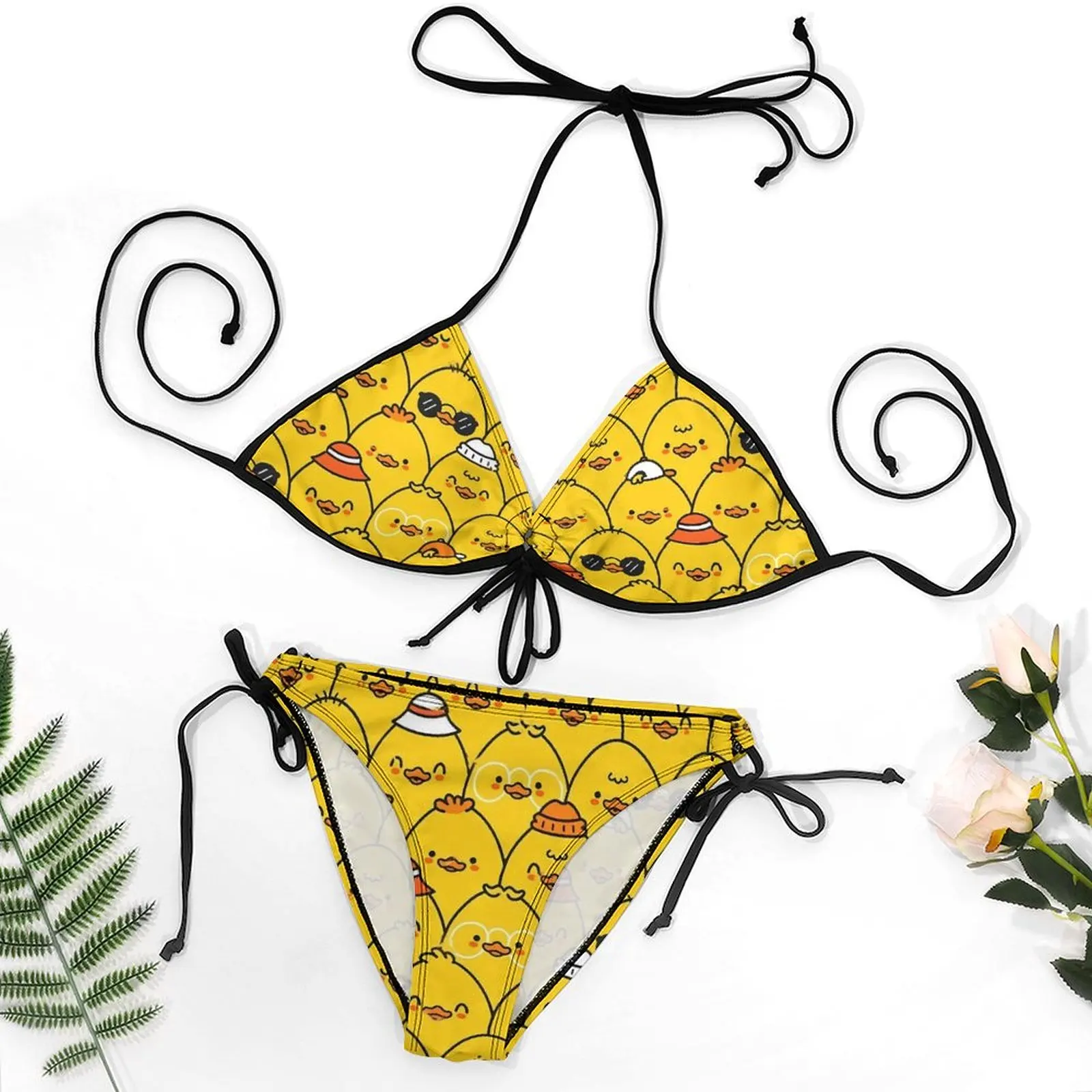 Bikini Badpak Sexy Gele Eenden Badmode Vrouwen Grappige Eendjes Trend Bikini 'S Ingesteld 2024 Push Up Swim Surf Hoog Uitgesneden Strandkleding