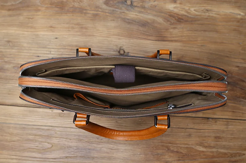Nzpj Vintage Echt leder Herren Aktentasche natürliche Rindsleder horizontale Handtasche Business Umhängetasche lässige Computer tasche – Detail 15