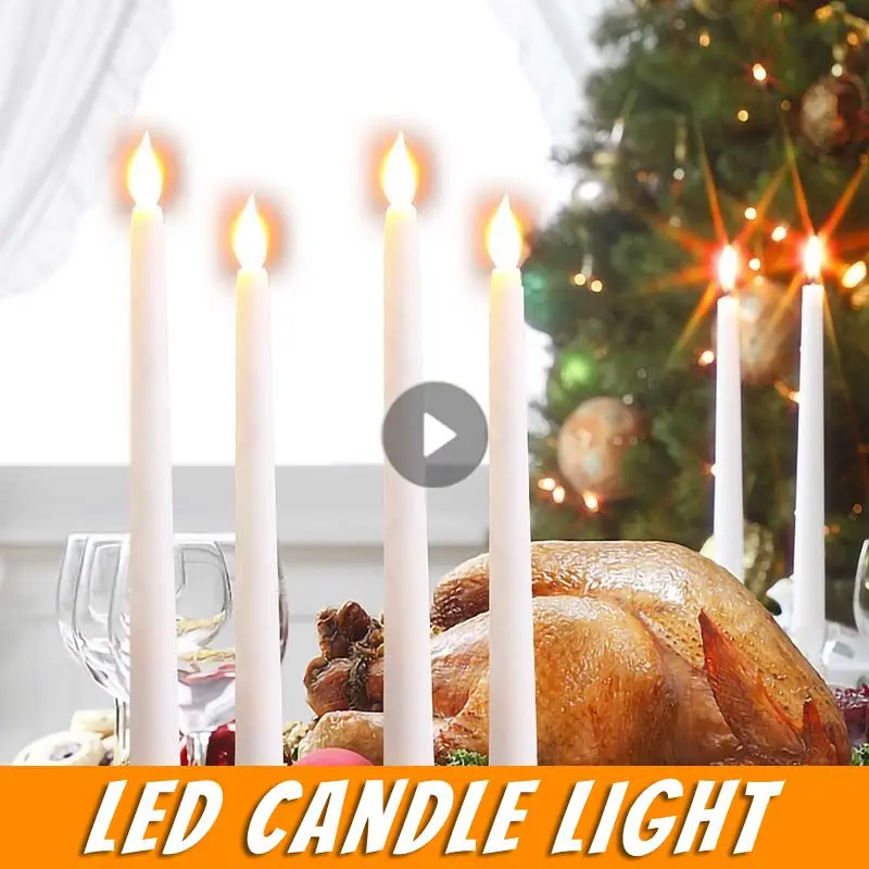 

Long LED Candles Flameless Battery Powered Pointed Candle Light Decorative Flickering Candle Lighting For Home Event Christmas