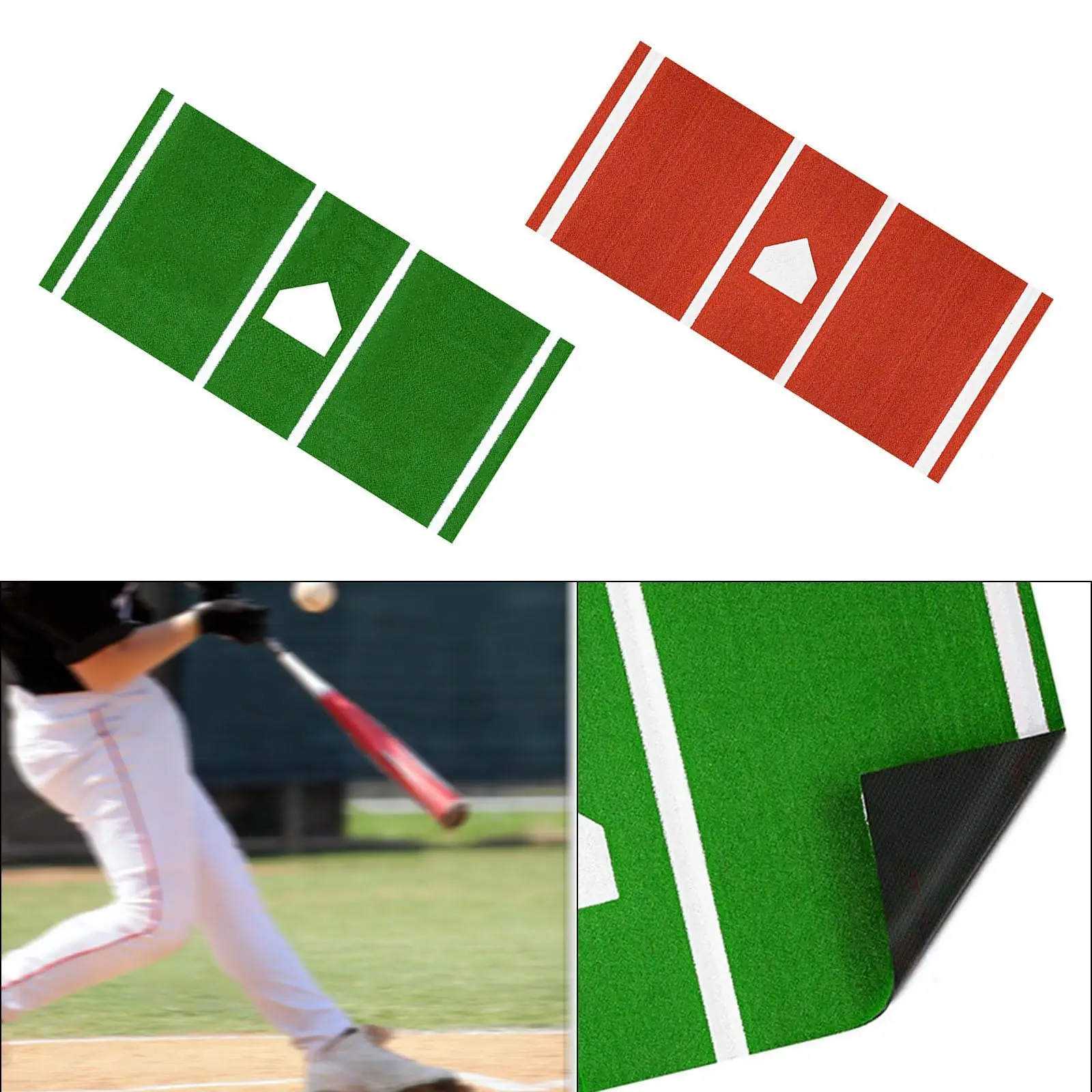

Baseball Batting Mat with Non Slip Backing with White Home Plate Training Aid Baseball Batting Cage Mat for Garden Outdoor Yard