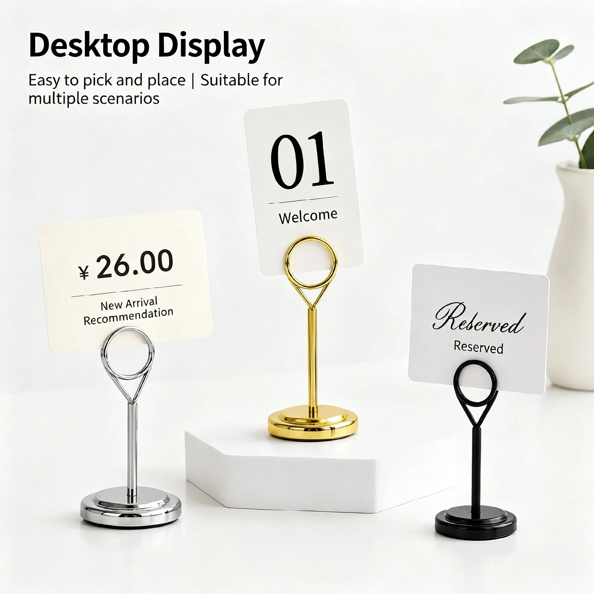 6 Pieces Stainless Steel Restaurant Tabletop Metal Table Number Stand Place Card Holder Photo Holder Clips Menu Stand