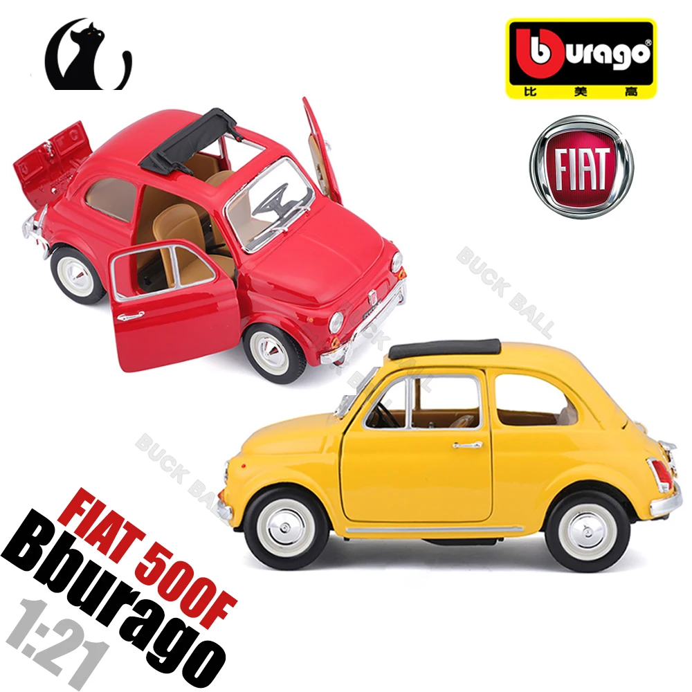 1:21 Bburago FIAT 500F Model Alloy Car Die Cast FIAT 500F Sports Car Collection Luxury Vehicle Ornament Boyfriend Birthday Gift