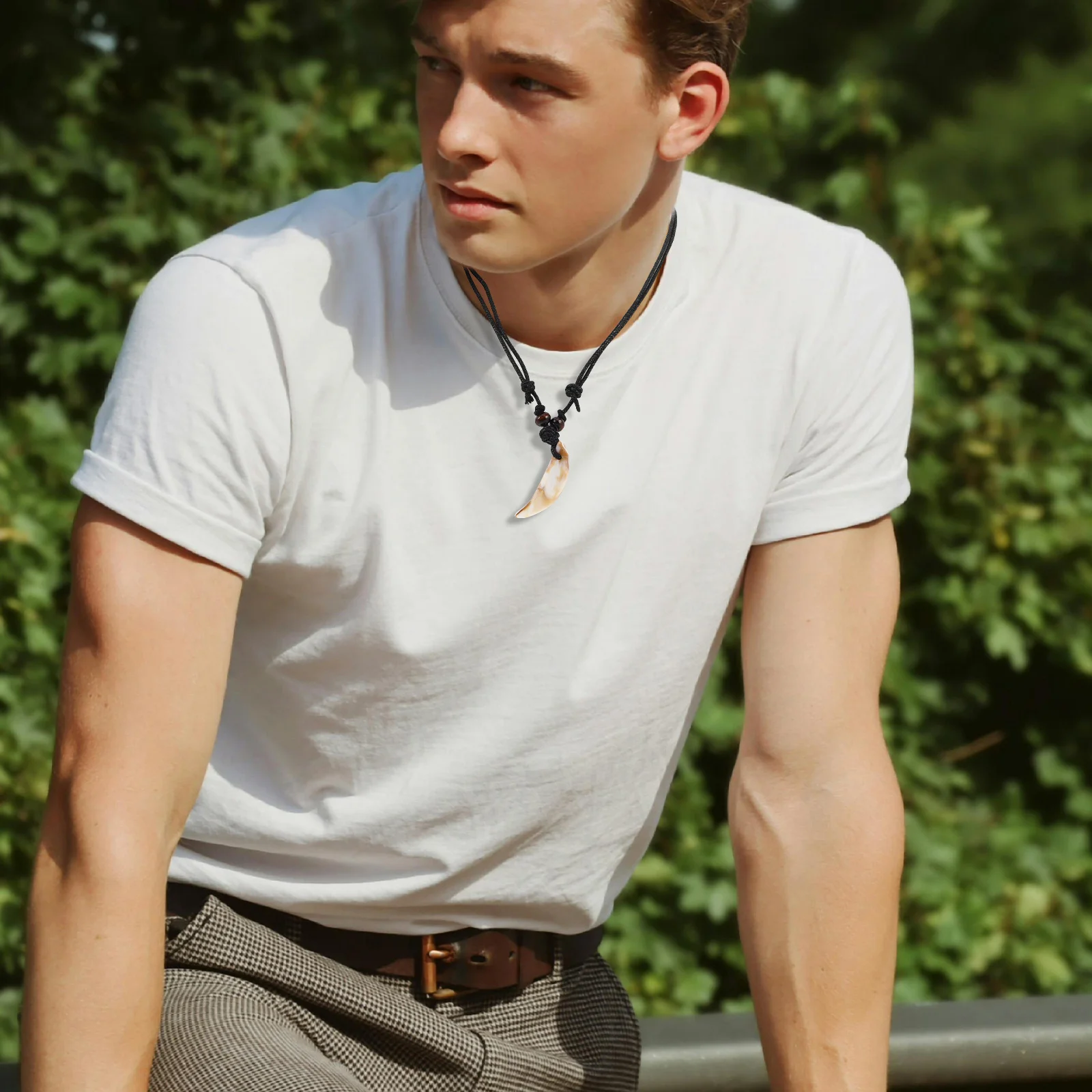 الرجعية الأسنان قلادة للرجال النساء فريد الاكريليك الشرير قلادة قابل للتعديل المختنق خمر فو الأسنان مجوهرات مطرز طوق #1