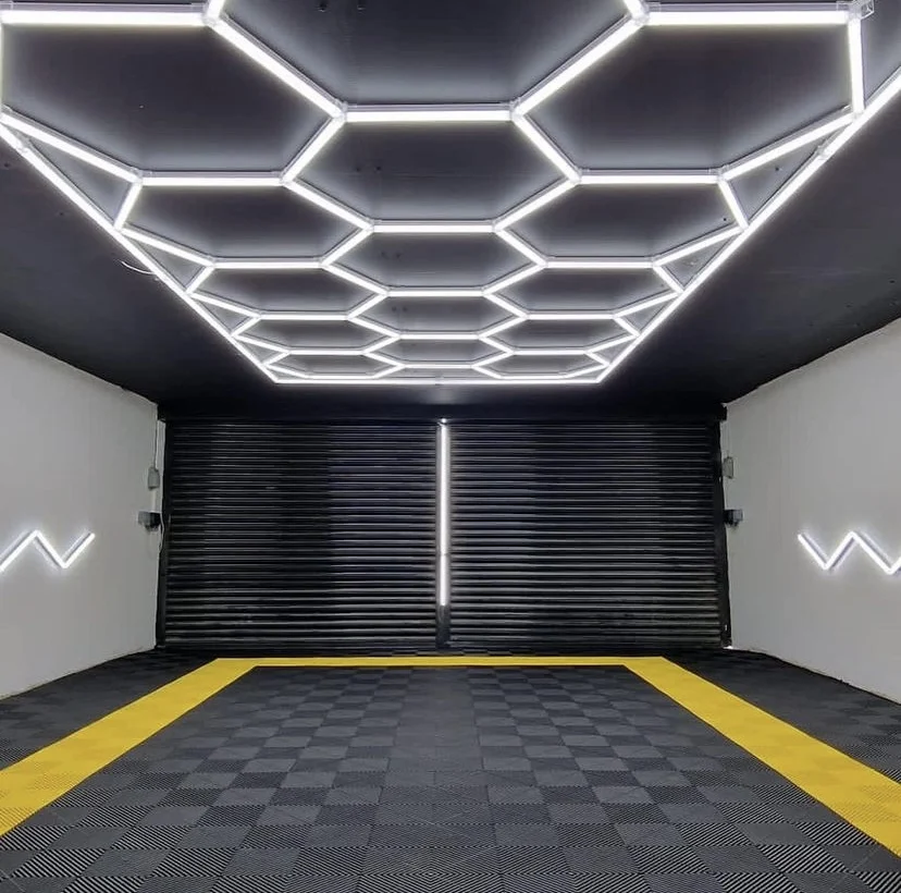 hexagon garage round led light panel carro detalhando washroom e showroom light 50000 horas tempo de trabalho 01