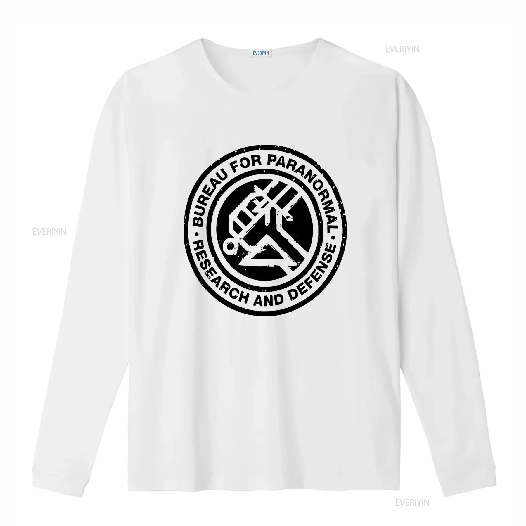 Hellboy Adult New T Shirt Bureau for Paranormal Research and Defense Logo Print vintage Washed homme streetwear Slightly