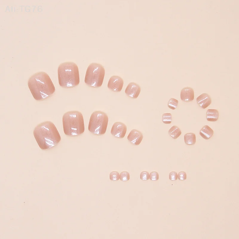 24 stücke Aurora Einfarbig Gefälschte Zehennagel Mädchen Dame Volle Abdeckung Tragbare Drücken Auf Zehennagel Süße Koreanische Künstliche Zehennägel