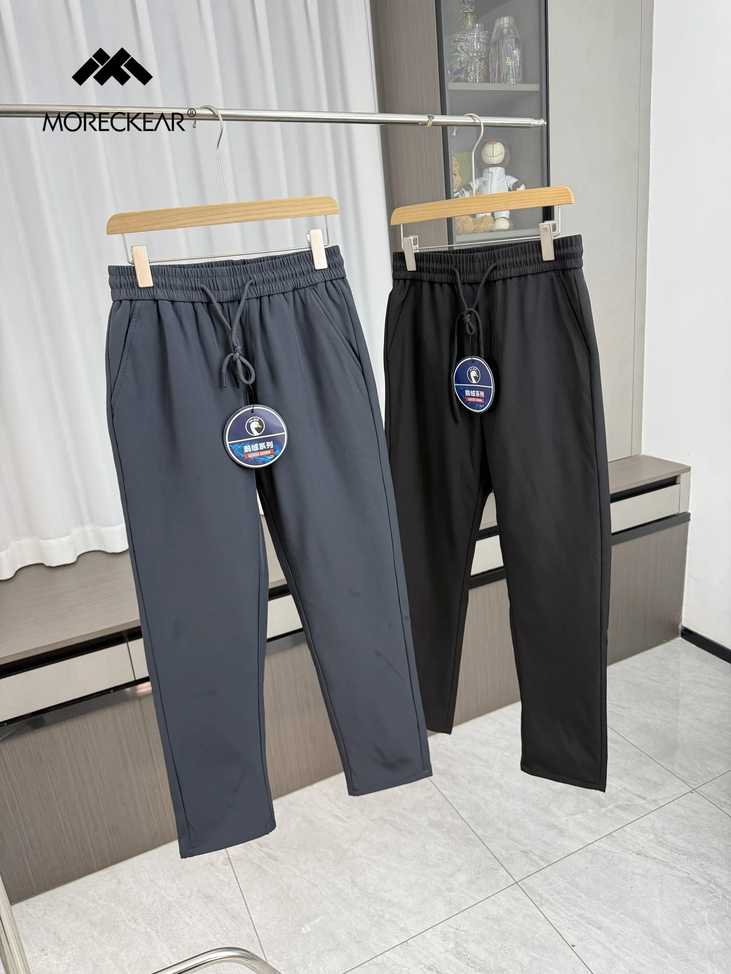 

Мужские повседневные брюки с наполнителем из 90% пуха, теплые, ветрозащитные, осенне-зимние, прямые, длинные, молодежные, модные