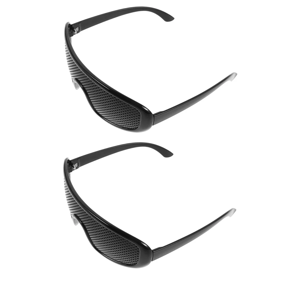 Gafas estenopeicas ligeras y portátiles, marco Circular negro, resistente a la niebla, mejora al aire libre, 2 uds.