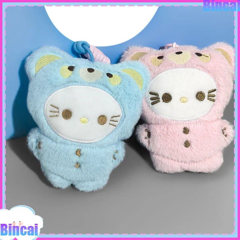 Porte-clés en peluche de dessin animé Hello Kitty Kawaii, jouet sonore à pression créative, sac à dos mignon, pendentif figurine d'action, poupée Kawaii, cadeau d'anniversaire