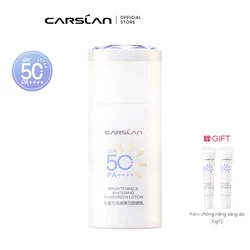 CARSLAN Brightening Whitening Sunscreen Lotion Lightweight Non-sticky Waterproof Facial Sunscreen SPF 50+ PA+++ Primer Makeup