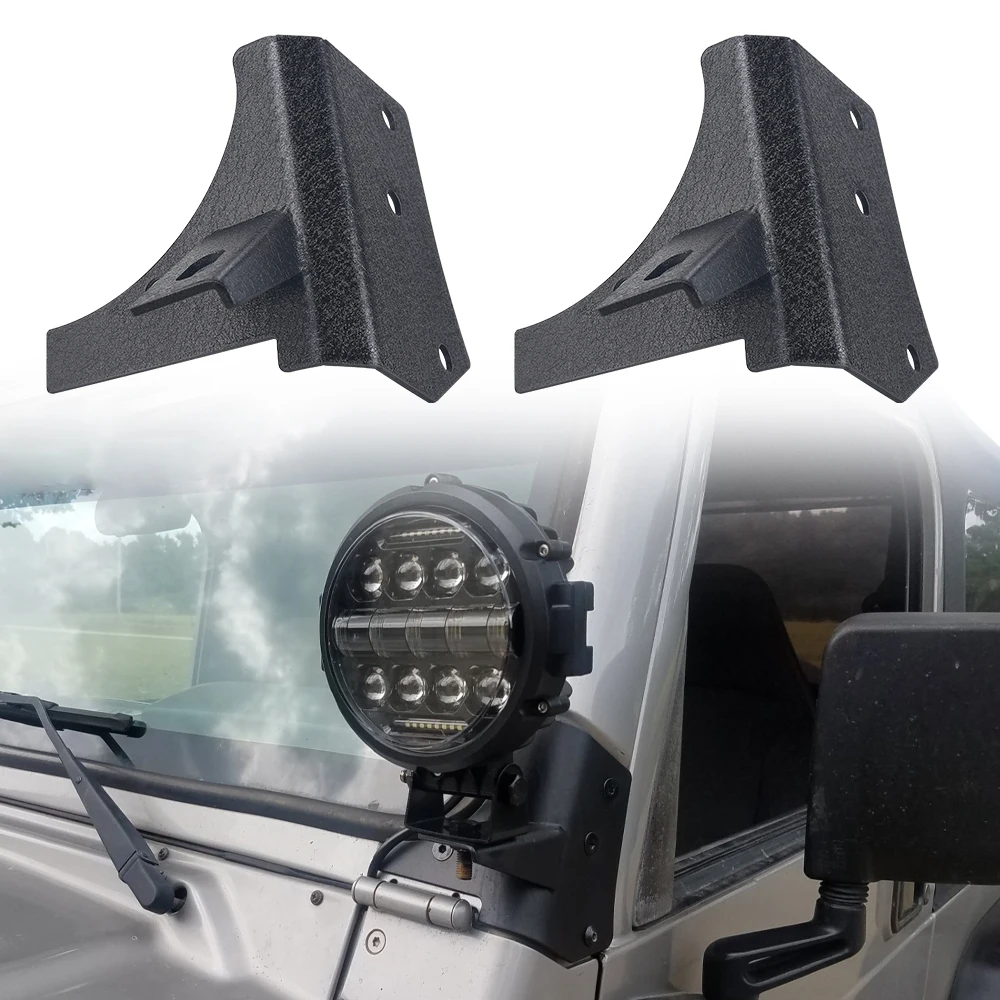 A-pillar LED Work Light Brackets Mounting for Jeep Wrangler TJ 1997 1998 1999 2000 2001 2002 2003 2004 2005 2006