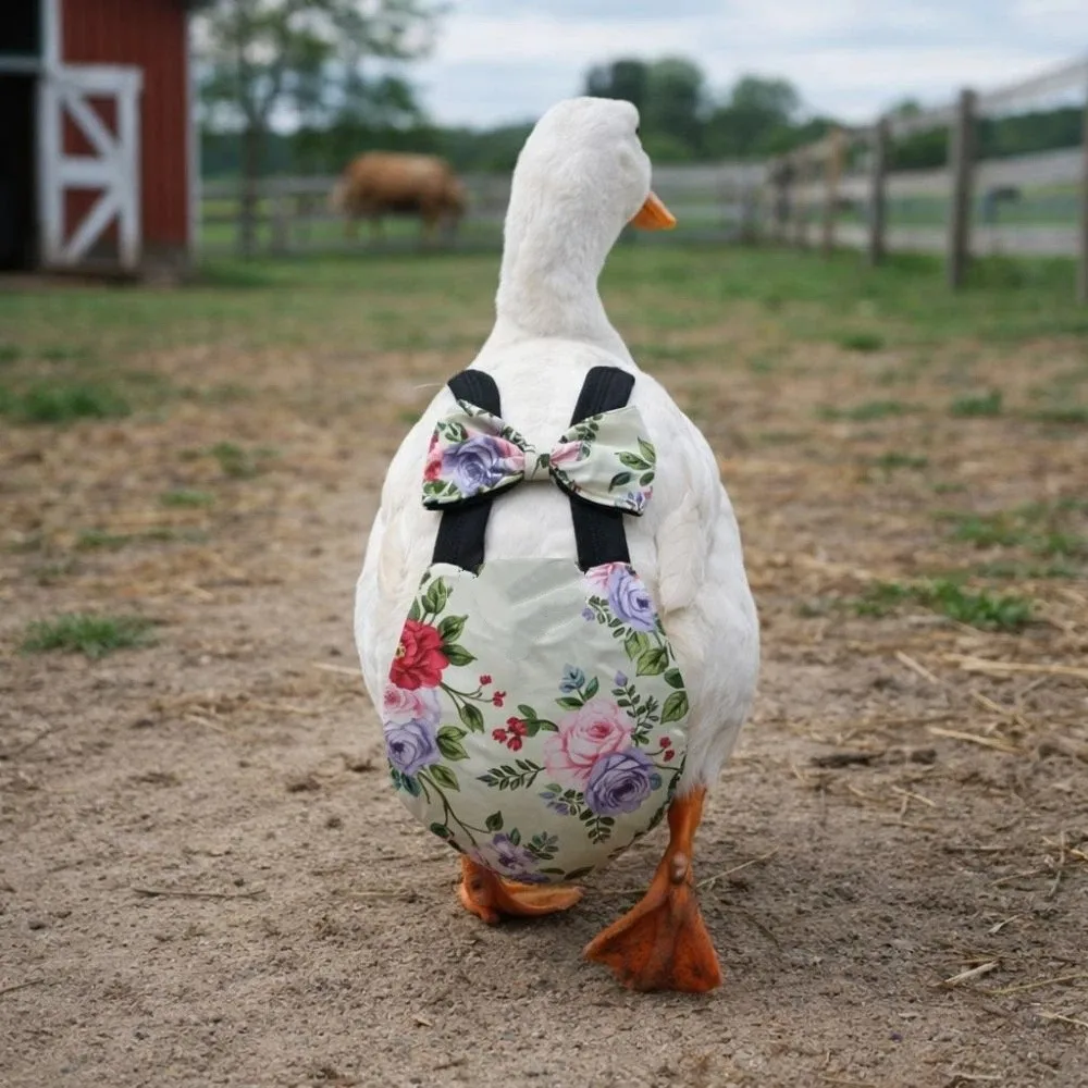 Adjustable Duck Diapers Bowknot Design Breathable Chicken Physiological Pants Washable Elastic Band Flight Suits Farm Pet