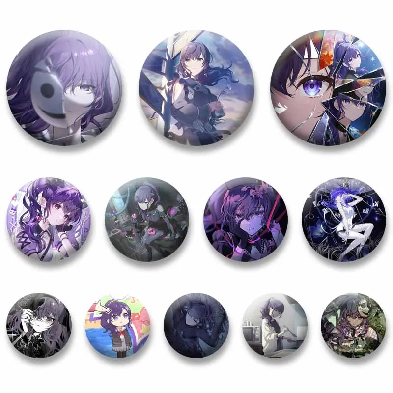 Project Sekai Cartoon Game Button Brooch Pins Handmade Cute Asahina Mafuyu Badge Clothing Backpack Accessories Jewelry Ornaments