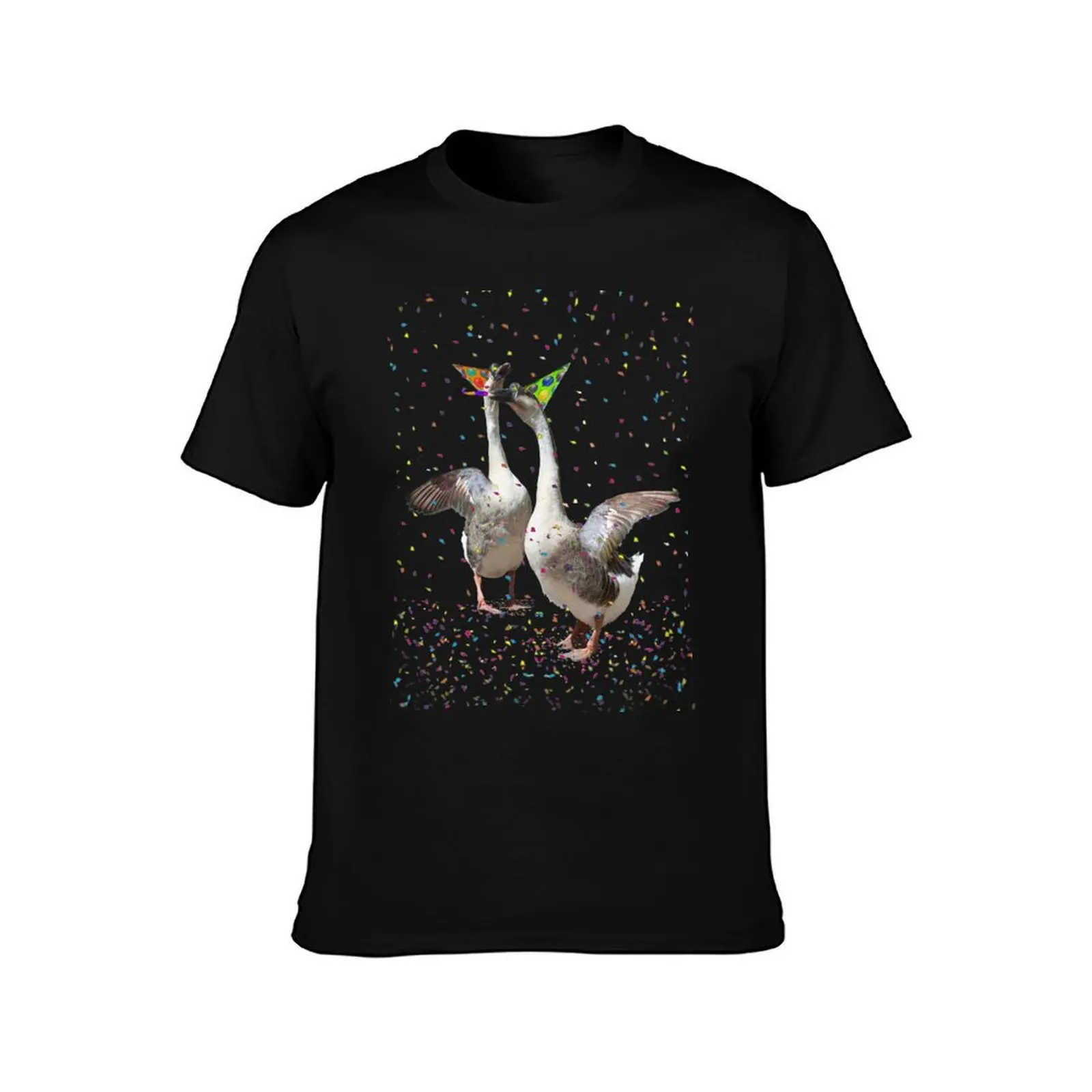 Confetti and Streamers Celebrating Geese T-Shirt Fitness Training Breathable Tee T-Shirt