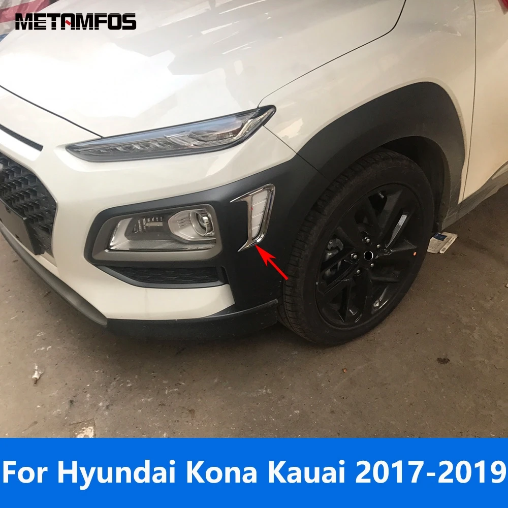 For Hyundai Kona Kauai 2017 2018 2019 Chrome Side Front Turn Sign Light Lamp Cover Trim Sticker Exterior Accessories Car Styling